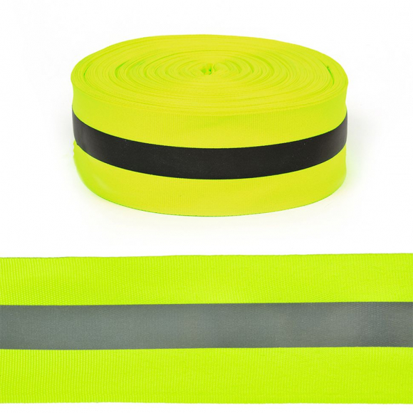 Стропа светоотражающая TBY отр.R200-280 шир.50мм арт.SV.ST50y цв.неон-лимон уп.50м