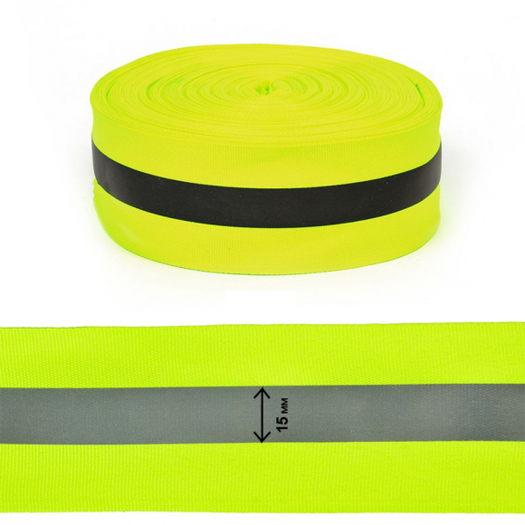 Стропа светоотражающая TBY отр.R200-280 шир.50мм арт.SV.ST50y цв.неон-лимон уп.50м