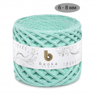 Пряжа трикотажная 100м, 300г, ширина 6-8мм цв.1040 горошек мята