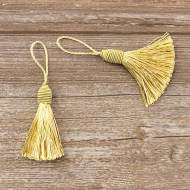 183417_Кисть декоративная на шнуре, длина 60 мм, цвет медовый