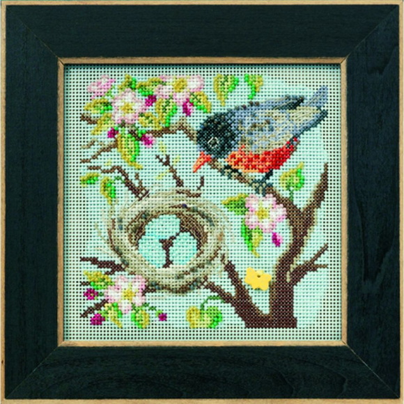 Набор для вышивания MILL HILL Весенний Робин 12,7х12,7 см