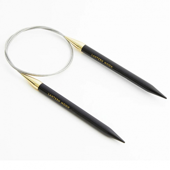 350094 Knit Pro Спицы круговые для вязания Lantern Moon 10мм/80см, эбеновое дерево, черный