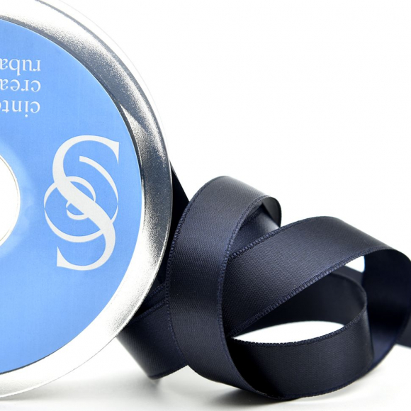 20136_Лента атласная двусторонняя SAFISA, 25 мм, 25 м, цвет 72, черно-синий