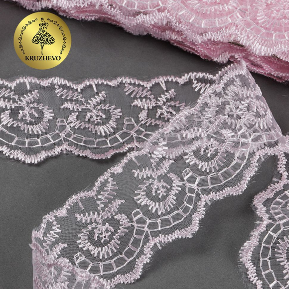 Кружево капрон KRUZHEVO арт.TBS.30010 шир.45мм цв.147 (233) розовый уп.9,14м