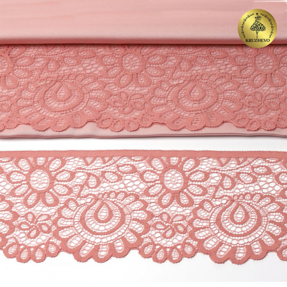 Кружево-стрейч KRUZHEVO арт.TBY.YSTL00839/N шир.90мм цв.F154 розовый персик уп.25м