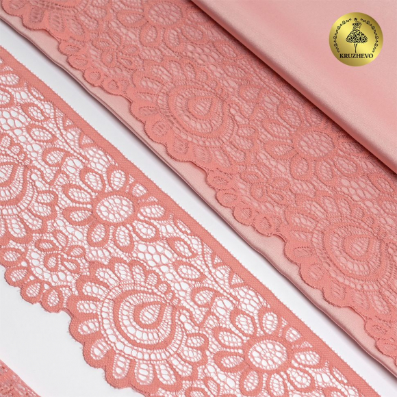 Кружево-стрейч KRUZHEVO арт.TBY.YSTL00839/N шир.90мм цв.F154 розовый персик уп.25м