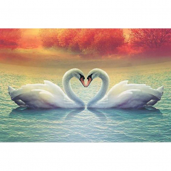 Алмазная мозаика Ah26061 Лебеди на закате 40х60