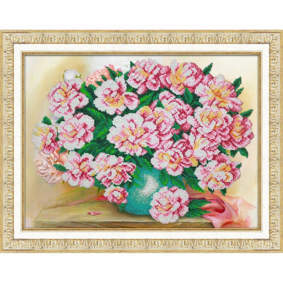 Набор для вышивания бисером ПАУТИНКА арт.Б-1262 Нежные пионы 38х29 см