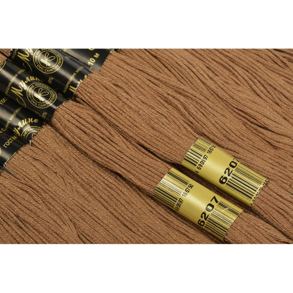 Нитки мулине цв.6207 коричневый 12х10м С-Пб