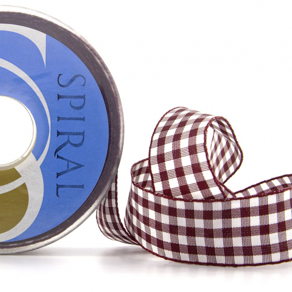 23562_Лента с рисунком клетка SAFISA, 25 мм, 25 м, цвет 30, бордо