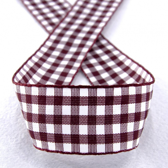 23562_Лента с рисунком клетка SAFISA, 25 мм, 25 м, цвет 30, бордо