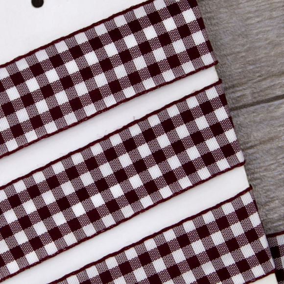 23562_Лента с рисунком клетка SAFISA, 25 мм, 25 м, цвет 30, бордо