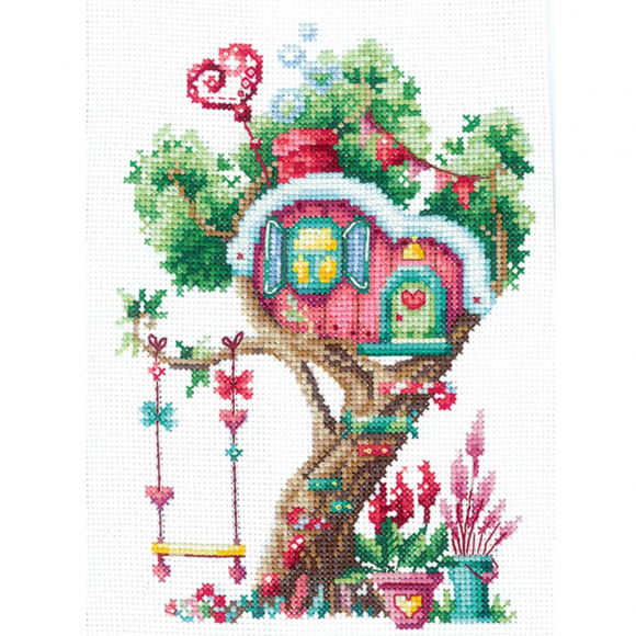 Набор для вышивания СДЕЛАЙ СВОИМИ РУКАМИ арт.Д-21 Домики на дереве. Сладкий 12х17,5 см