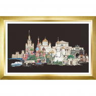 62568_Набор для вышивания "Москва", канва аида (черная) 18 ct