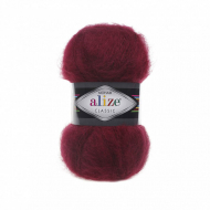 Пряжа для вязания Ализе Mohair classic (25% мохер, 24% шерсть, 51% акрил) 5х100г/200м цв.057 бордовый