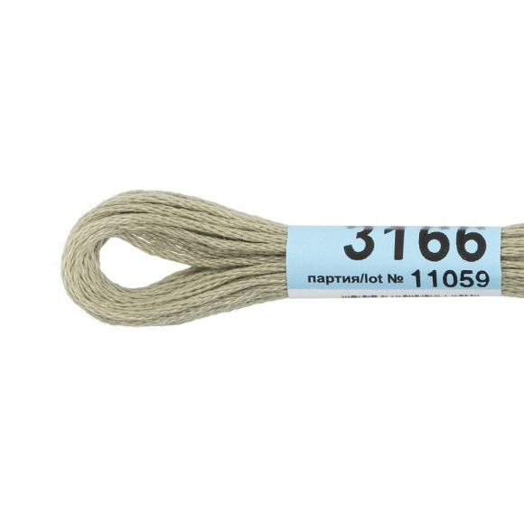 Нитки для вышивания Gamma мулине (3071-3172) 100% хлопок 24 x 8 м цв.3166 гр.серый