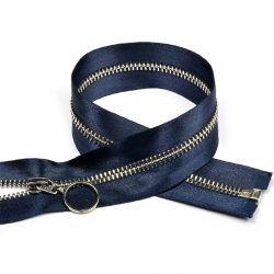Молния MaxZipper мет. №5 никель атласная тесьма, 70 см цв.F330 синий уп.10шт