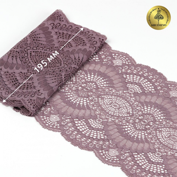 Кружево-стрейч KRUZHEVO арт.TBY.30239 шир.195мм цв.620 морской туман уп.25м