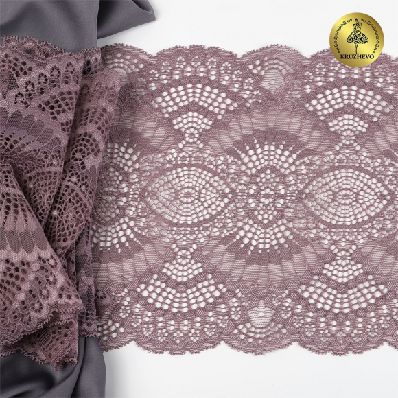 Кружево-стрейч KRUZHEVO арт.TBY.30239 шир.195мм цв.620 морской туман уп.25м