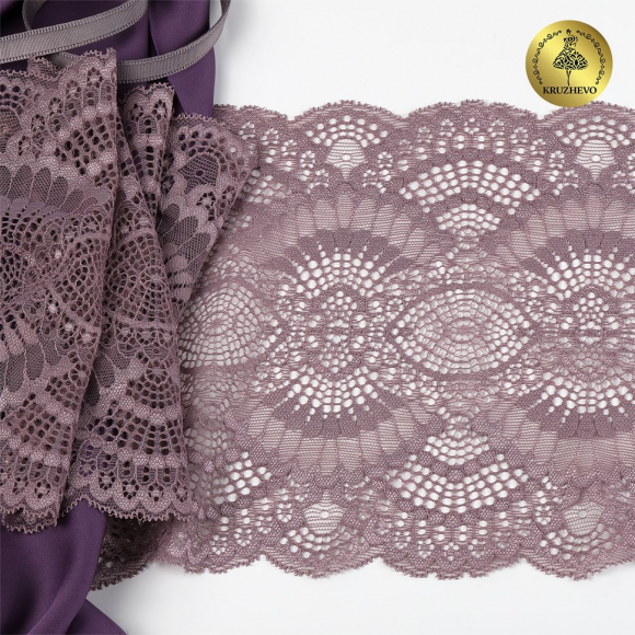 Кружево-стрейч KRUZHEVO арт.TBY.30239 шир.195мм цв.620 морской туман уп.25м