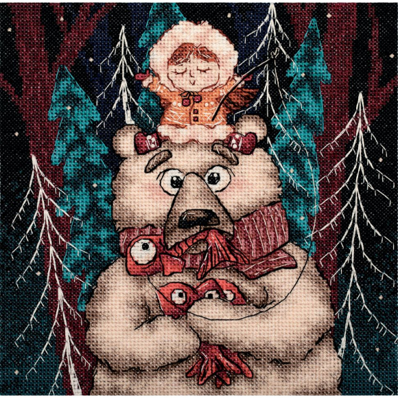 Набор для вышивания PANNA арт. VK-7304 Зимняя рыбалка 17x17 см