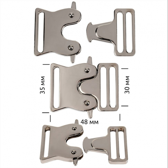 Пряжка-фастекс металл 30мм TBY-E1299 48x35мм цв. никель уп.6шт