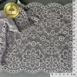 Кружево-стрейч KRUZHEVO арт.TBY.00755 шир.185мм цв.1645 шиншилла уп.25м
