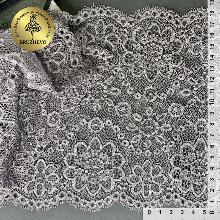 Кружево-стрейч KRUZHEVO арт.TBY.00755 шир.185мм цв.1645 шиншилла уп.25м