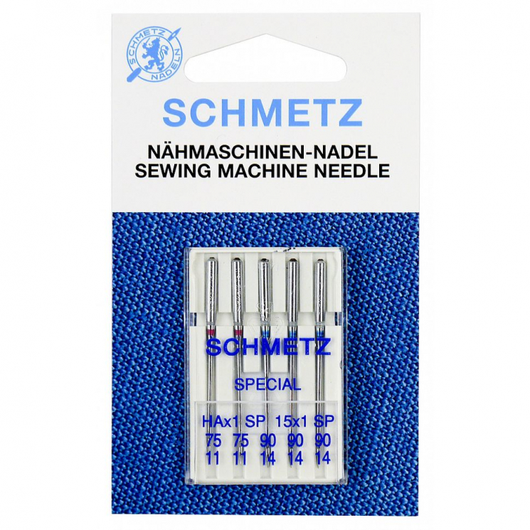 Иглы для бытовых швейных машин Schmetz Супер стрейч 130/705 HA x 1 SP №75(2), 90(3) уп.5 игл