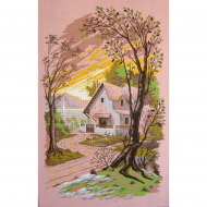 Канва жесткая с рисунком "Дом у озера"