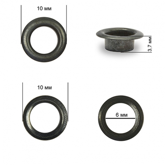 Люверсы сталь TBY.2140 №4 (? 6мм, h 3,7мм) цв. оксид уп. 1000шт