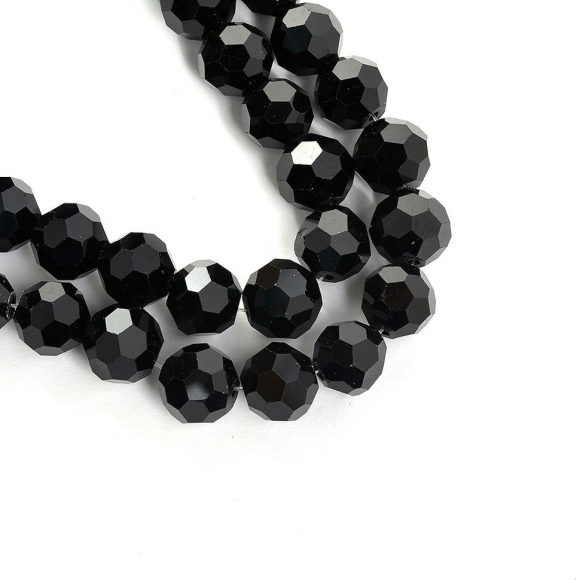 Бусины граненые Рондель (стекло) на нитях арт.TBY-R-2 10мм  цв.02 черный уп.30шт х72 бусины