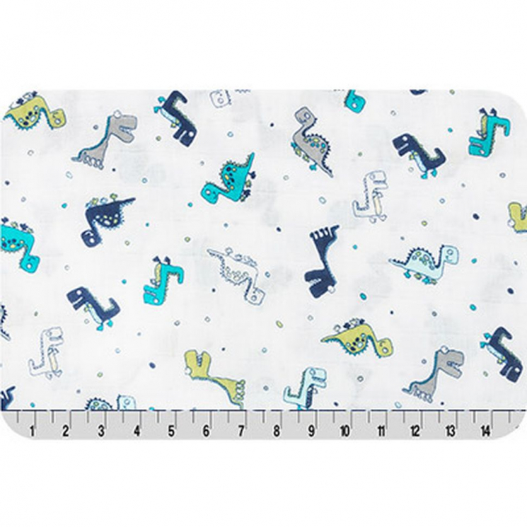 Ткань для пэчворка PEPPY Embrace (марлевка) 120 г/м? 100% хлопок цв.empotosaurus cobalt уп.100х125 см