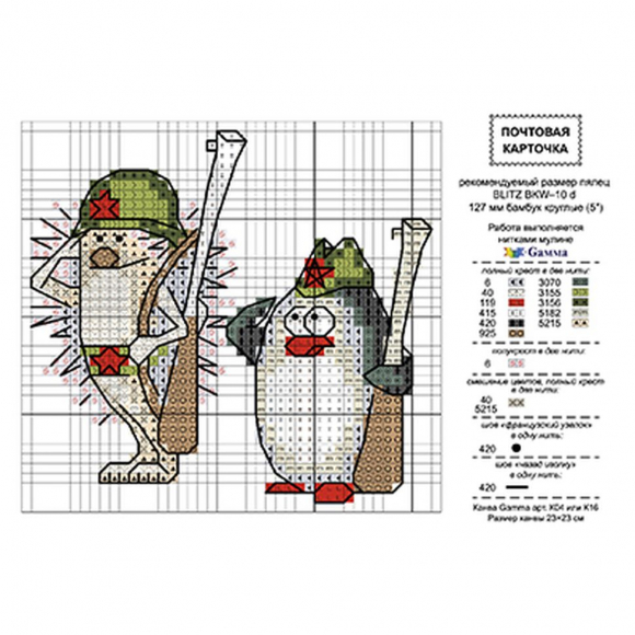 Схема для вышивания PANNA Открытка арт. 122019 Защитники уп.10 шт Схема для вышивания PANNA Открытка арт. 122019 Защитники уп.10 шт