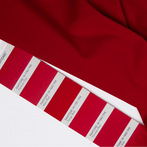 Ткань Поплин стрейч 125 г/м? 97% хлопок, 3% спандекс шир.150 см арт.TBY.Csp.1802.7 цв.07 красный уп.1м