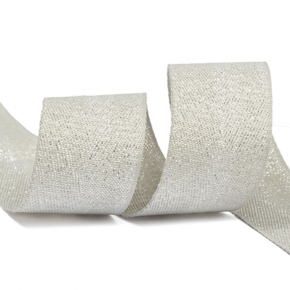 Тесьма киперная металлизированная 25 мм полиэстер арт.TBYT16 цв.S132 серый уп.22,85м