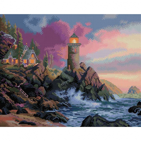 Набор Белоснежка для изготовления картин со стразами на подрамнике арт.БЛ.227-ST-S Маяк на утесе 40х50см