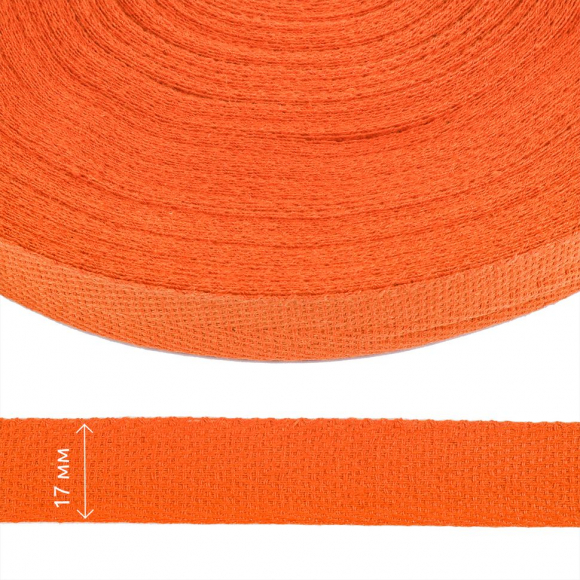 Тесьма киперная 17 мм хлопок 1,8г/см арт.12.2С-256К.17.023 цв.оранжевый уп.50м