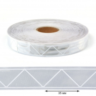 Лента светоотражающая (катафотная) Треугольники TBY отр.R100 шир.25мм арт.SV.K25g цв.серый уп.50м