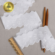 Кружево шитье KRUZHEVO арт.ТСВ-20S10 шир.5,5см цв.001 белый, хлопок уп.13,71м