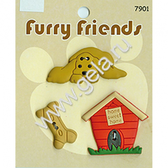 Пуговицы прорезиненные Furry Friends