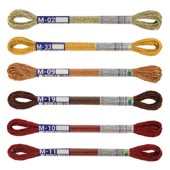 Нитки для вышивания Gamma набор мулине Металлик 100% полиэстер 6 x 8 м цв.01 Листопад