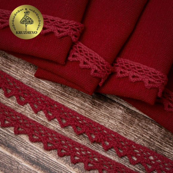 Тесьма вязаная KRUZHEVO 10мм TBY-5036.26 цв.26 бордовый уп.10м