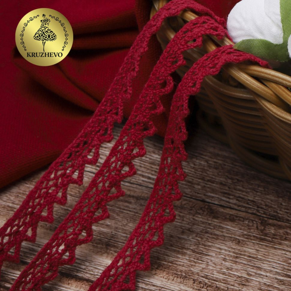 Тесьма вязаная KRUZHEVO 10мм TBY-5036.26 цв.26 бордовый уп.10м