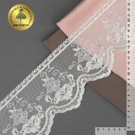 Кружево на сетке арт.TBY 3T006W шир.103мм цв.01 белый уп.13,71м