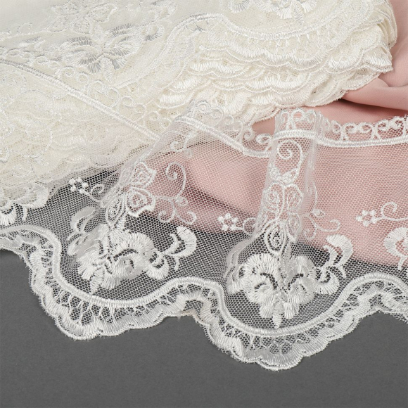 Кружево на сетке арт.TBY 3T006W шир.103мм цв.01 белый уп.13,71м