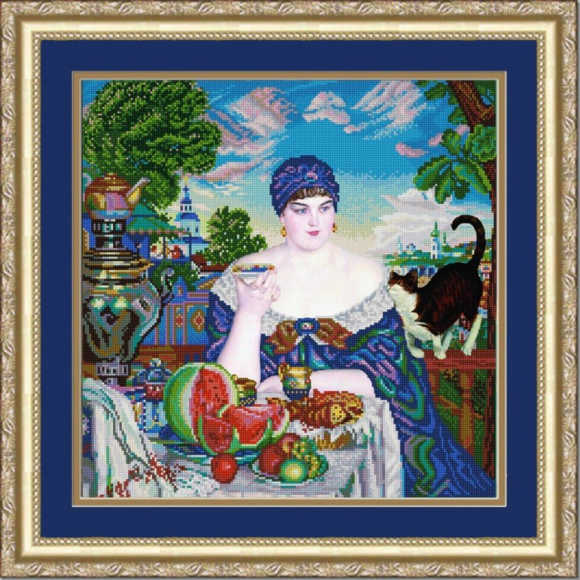 Рисунок на ткани (Бисер) КОНЁК арт. 1260 За чаем 40х40 см