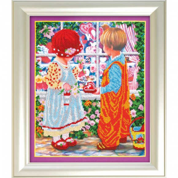 Набор для вышивания бисером АБРИС АРТ арт. AB-163 Первая любовь 30х36 см