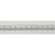 96302_Вышивка на тюле, 30 мм, цвет серый