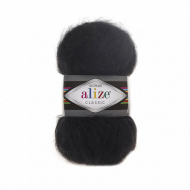 Пряжа для вязания Ализе Mohair classic (25% мохер, 24% шерсть, 51% акрил) 5х100г/200м цв.060 черный